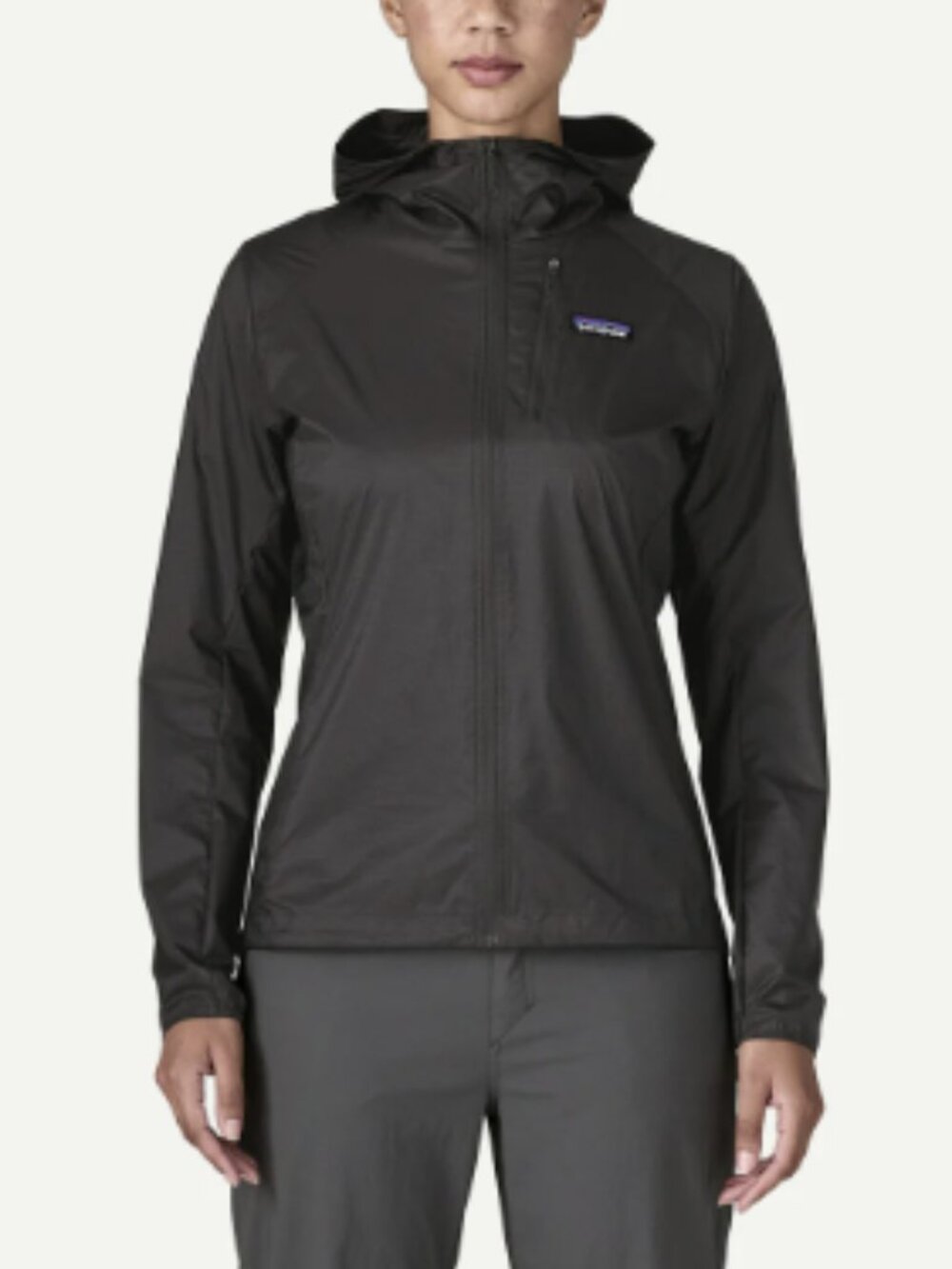 Patagonia Women's Houdini Jacket Black Full Zip Hooded Nylon Lightweight Small